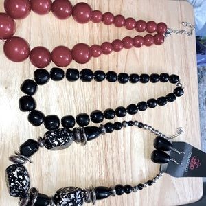 Red and Black chunky necklace set with earrings